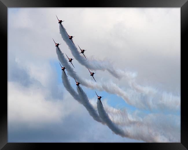 Red arrows in formation Framed Print by Richie Miles
