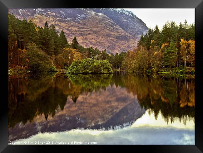 Glencoe Loch Mountain Reflection Framed Print by Tim O'Brien