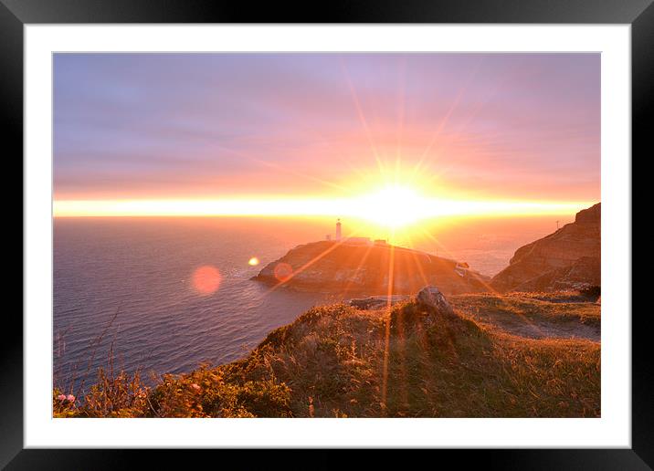 Sun Rays at South Stack Anglesey Framed Mounted Print by Amy Knight