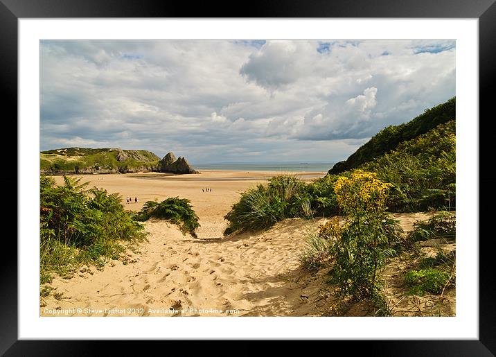 Three Cliffs Bay Framed Mounted Print by Steve Liptrot