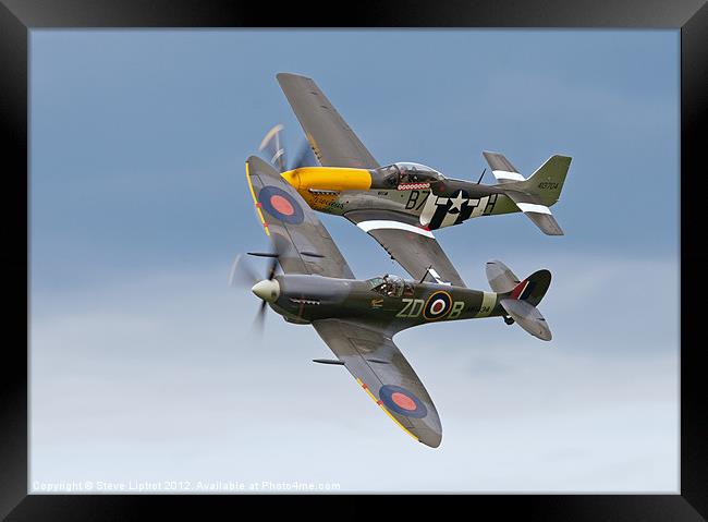 Spitfire & P-51 Mustang Framed Print by Steve Liptrot