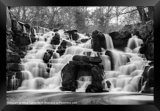 Virginia Water Cascades Framed Print by Steve Liptrot