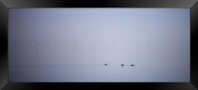 Canoeists in the mist Framed Print by Helen McAteer