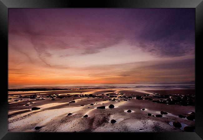 Beach Sunset Framed Print by Helen McAteer