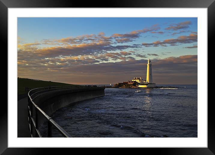 Sunset at St Mary's Lighthouse Framed Mounted Print by Kevin Tate