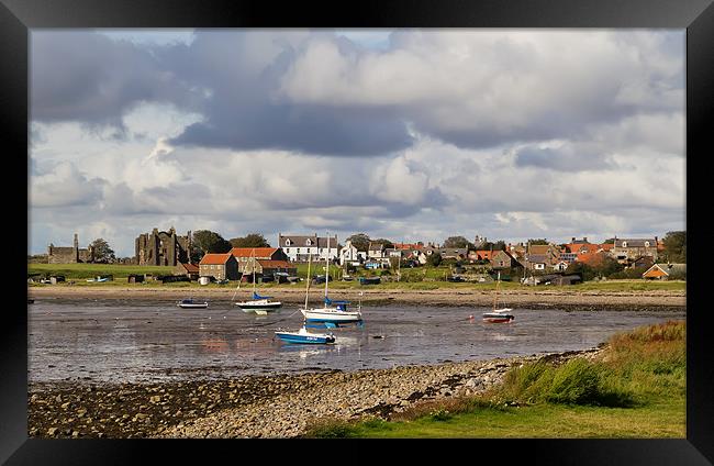 Holy Island Harbour and Monastery Framed Print by Kevin Tate