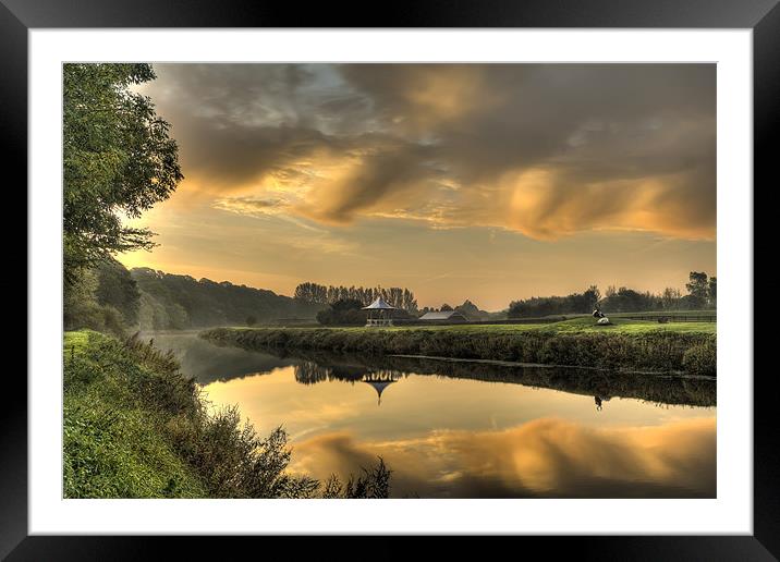 Sunrise Reflection in Durham River Wear Framed Mounted Print by Kevin Tate