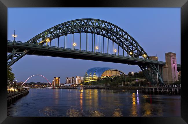 Newcastle Bridge and Quayside Framed Print by Kevin Tate