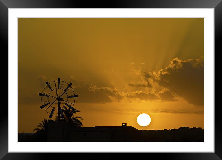 Mallorcan Windmill Sunset Framed Mounted Print by Kevin Tate