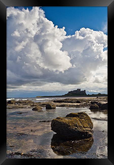 Bamburgh Castle from the Beach. Framed Print by Kevin Tate