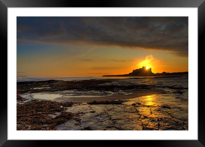 Bamburgh Castle Sunrise Framed Mounted Print by Kevin Tate