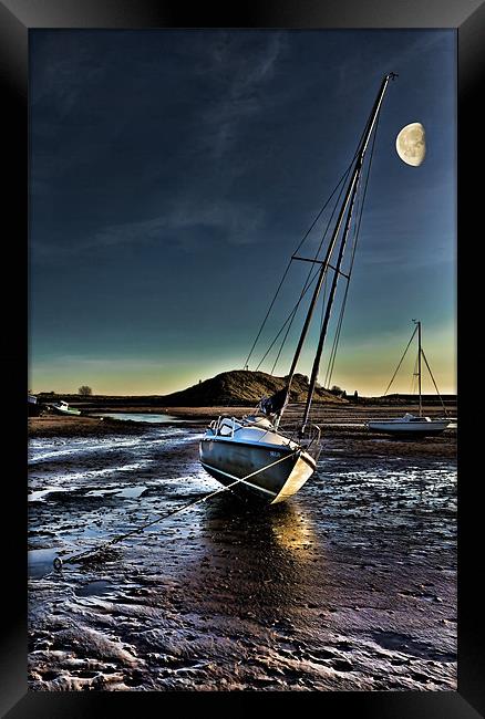 Alnmouth Yacht Skua by Moonlight Framed Print by Kevin Tate