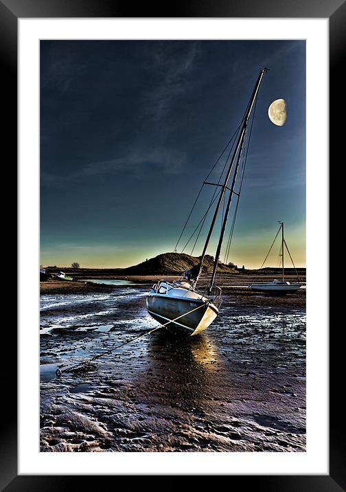 Alnmouth Yacht Skua by Moonlight Framed Mounted Print by Kevin Tate