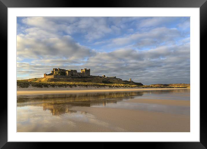 Bamburgh Castle Reflection Framed Mounted Print by Kevin Tate
