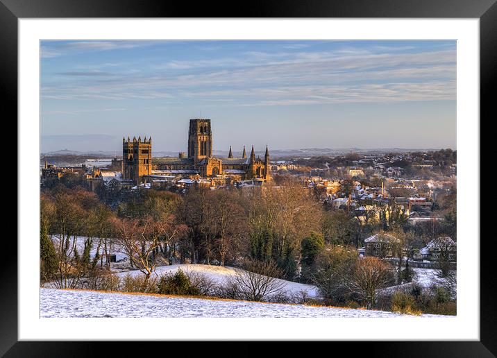 Durham Cathedral from Potters Bank. Framed Mounted Print by Kevin Tate