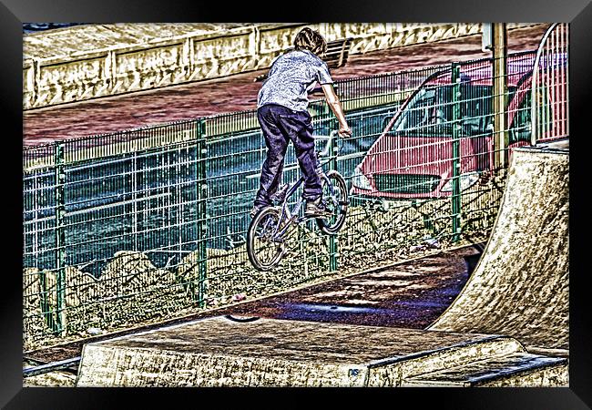 BMX Stunt Framed Print by Kevin Tate