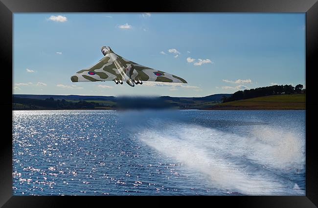 Vulcan Bomber over Derwent Reservoir Framed Print by Kevin Tate