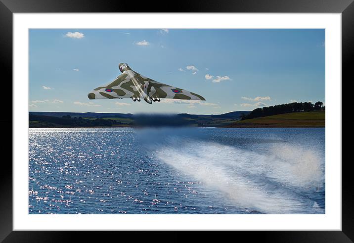 Vulcan Bomber over Derwent Reservoir Framed Mounted Print by Kevin Tate