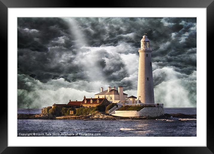 Stormy Skies at St Marys Lighthouse Framed Mounted Print by Kevin Tate