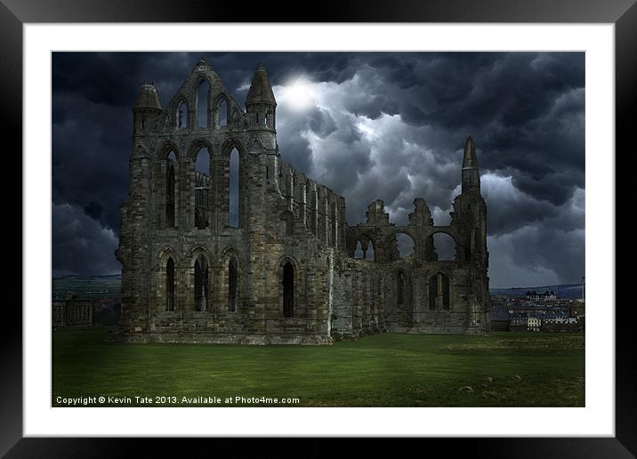 Whitby Abbey at night Framed Mounted Print by Kevin Tate