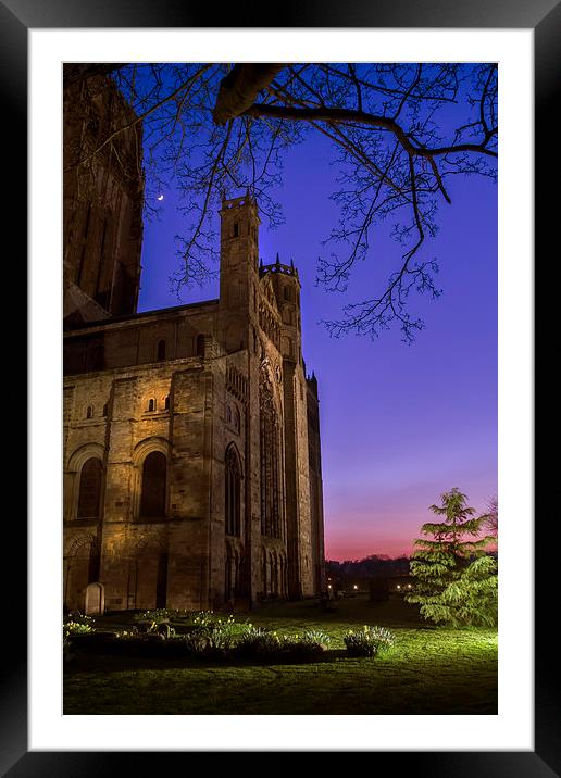 Durham Cathderal early night sky Framed Mounted Print by Kevin Tate