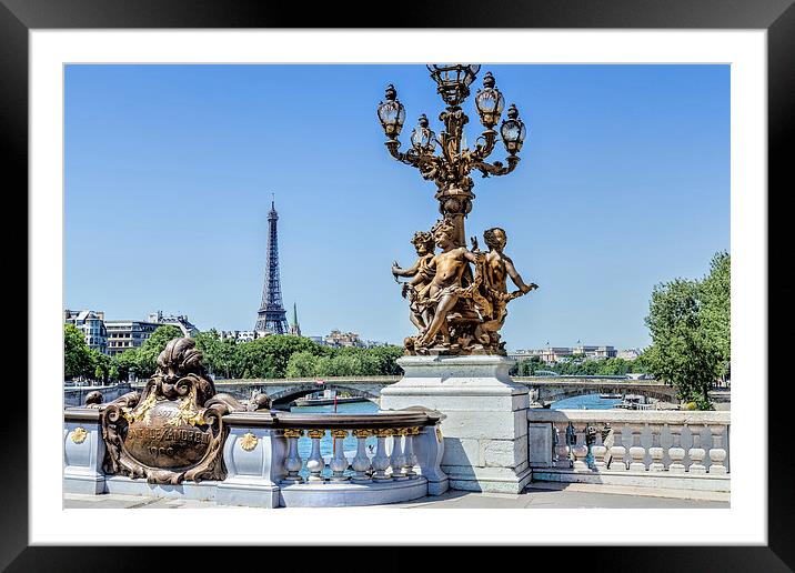 Paris, Eiffel Tower from the Pont Alexandre bridge Framed Mounted Print by Kevin Tate