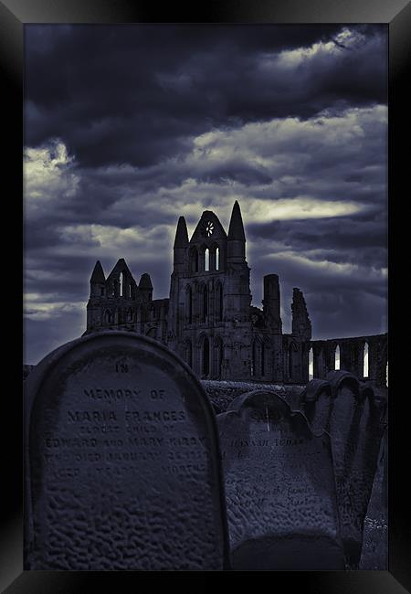 Whitby Abbey From The Grave Framed Print by Kevin Tate