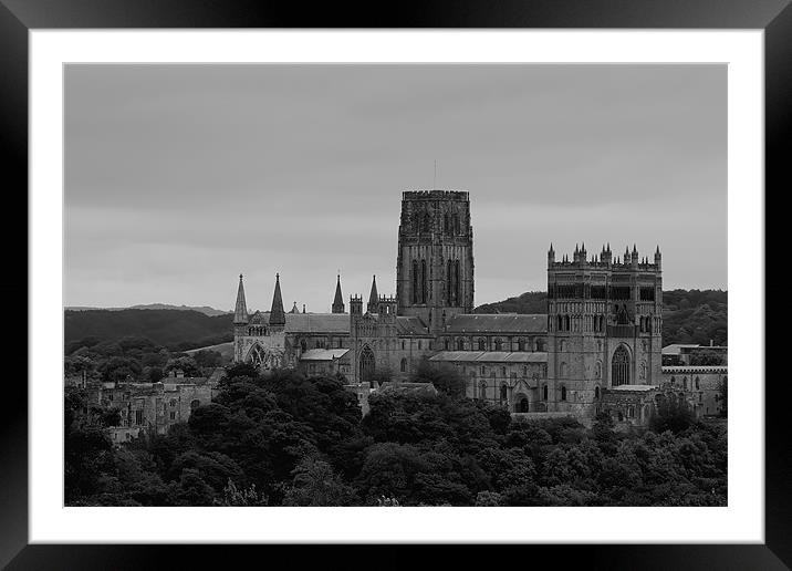Durham Cathedral b&w Framed Mounted Print by Northeast Images