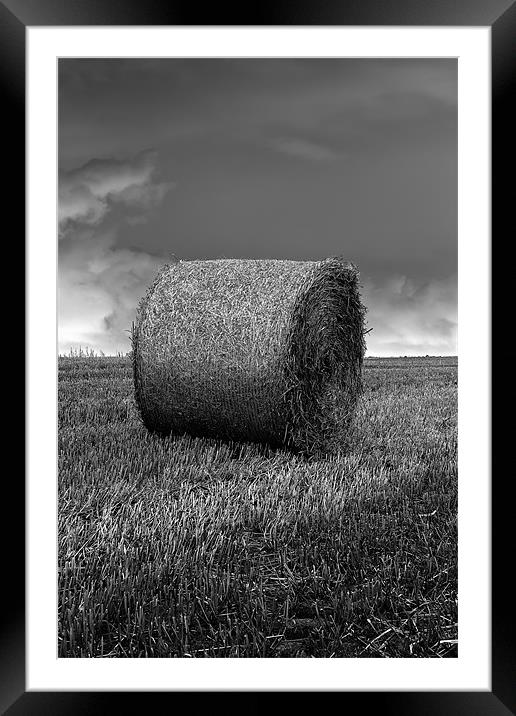 hay bale b&w Framed Mounted Print by Northeast Images