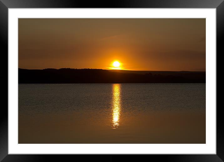 sunset over the reservoir Framed Mounted Print by Northeast Images