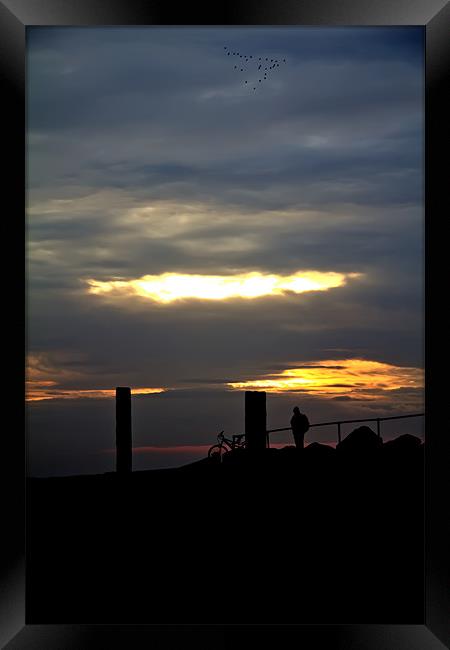 cyclist silhouette Framed Print by Northeast Images