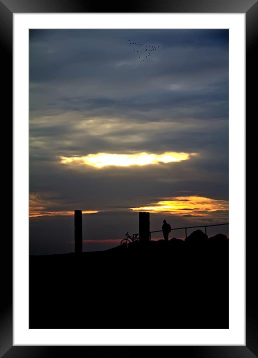 cyclist silhouette Framed Mounted Print by Northeast Images