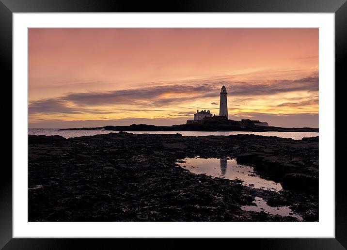 St Mary`s lighthouse Framed Mounted Print by Northeast Images
