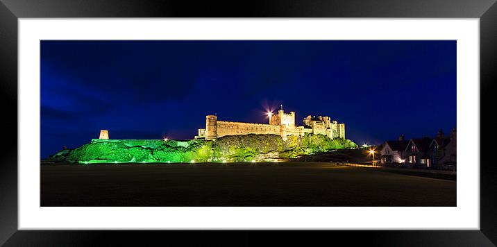 Bamburgh Night Panaramic Framed Mounted Print by Northeast Images