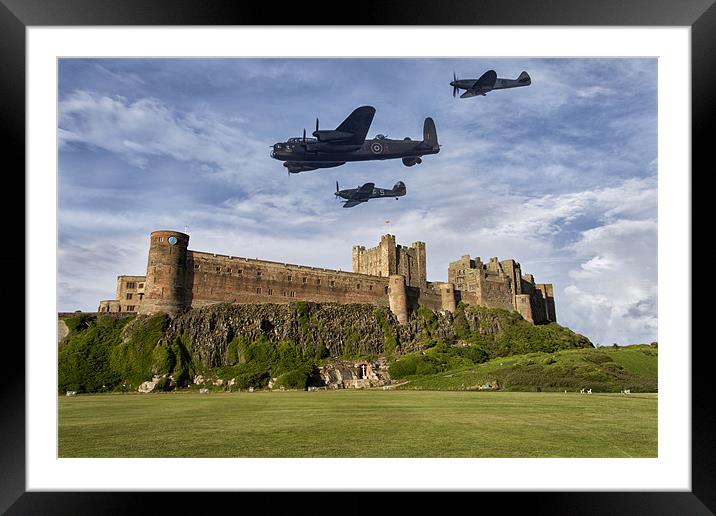 Bamburgh Memorial Flight Framed Mounted Print by Northeast Images