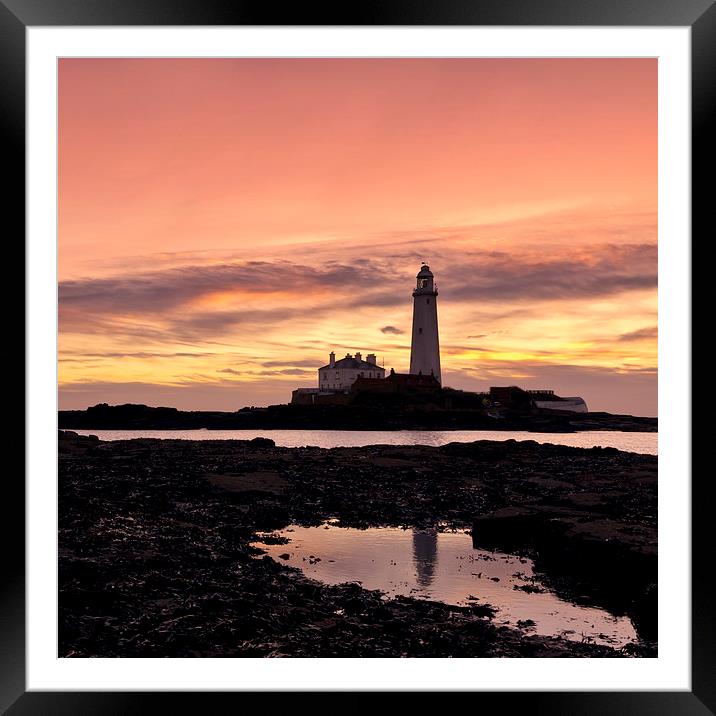 St Mary`s Lighthouse Framed Mounted Print by Northeast Images