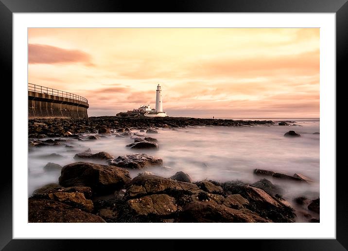 St Mary`s Lighthouse Framed Mounted Print by Northeast Images