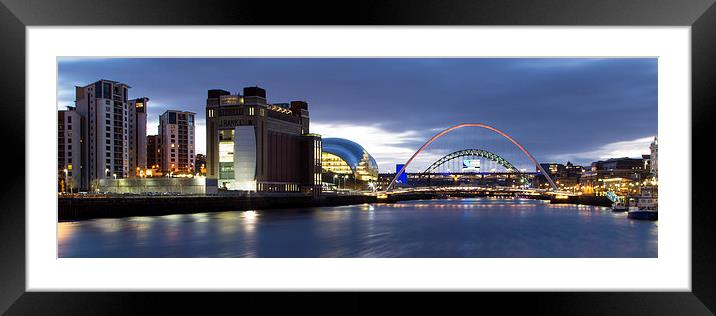  Newcastle Quayside Panoramic Framed Mounted Print by Northeast Images