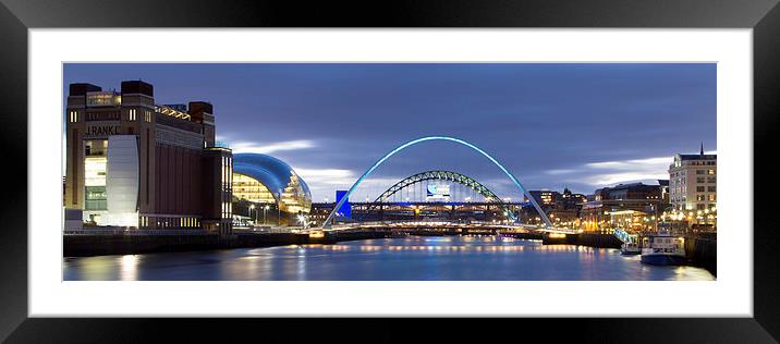  Newcastle Quayside Panoramic Framed Mounted Print by Northeast Images