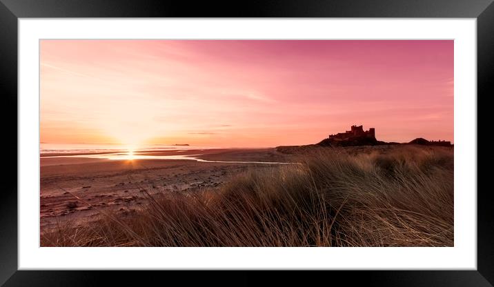 Bamburgh Red Sky Framed Mounted Print by Northeast Images