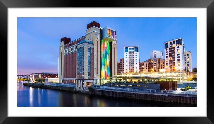 Newcastle Quayside panoramic Framed Mounted Print by Northeast Images