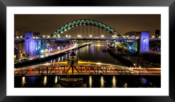 Newcastle Quayside panoramic Framed Mounted Print by Northeast Images