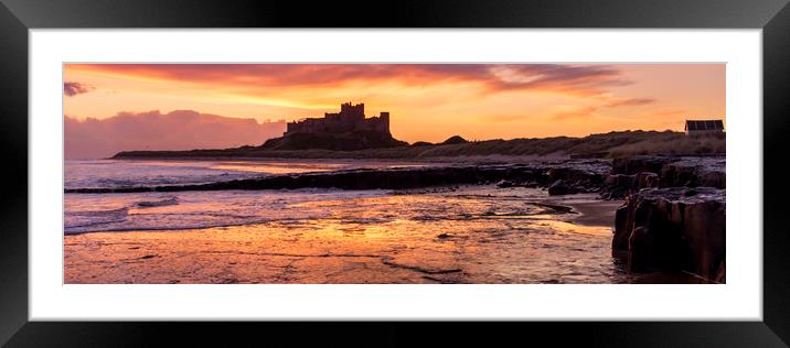 Bamburgh Castle panorama Framed Mounted Print by Northeast Images