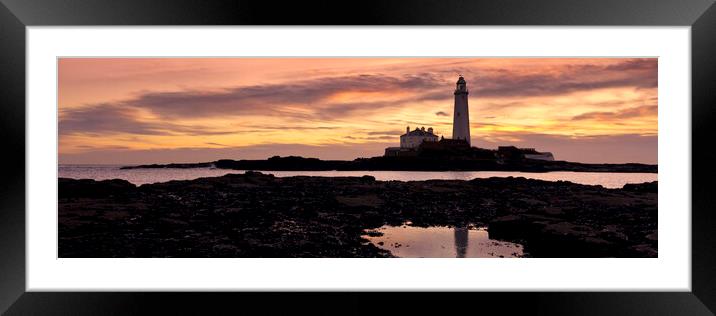 St Mary`s Lighthouse Framed Mounted Print by Northeast Images