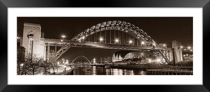 Tyne Bridge mono Framed Mounted Print by Northeast Images