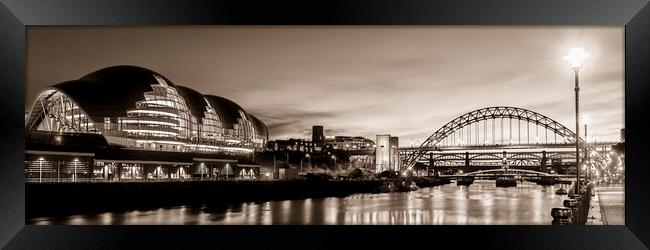 Newcastle Quayside mono Framed Print by Northeast Images