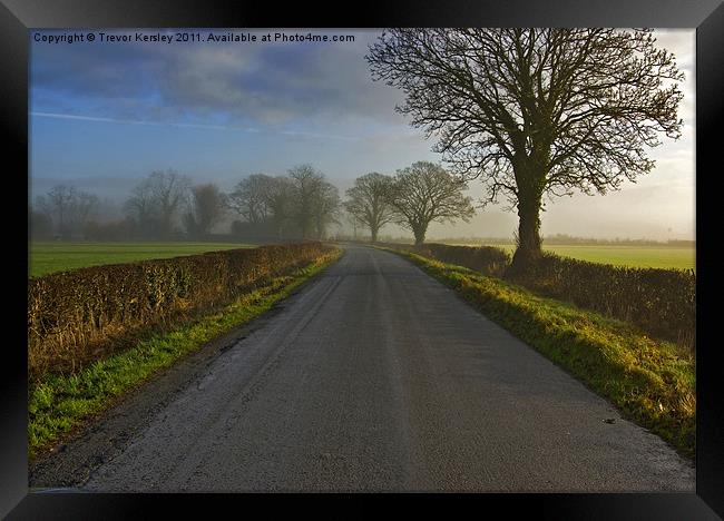 Misty Country Road Framed Print by Trevor Kersley RIP