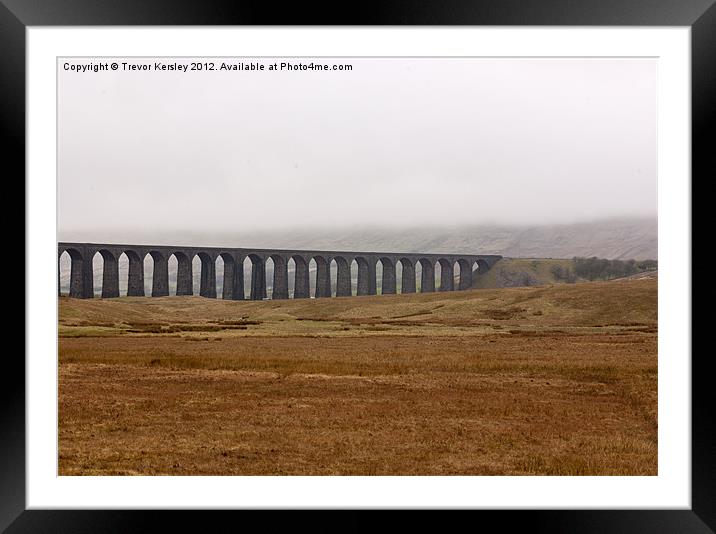 Ribblehead Viaduct Through The Mist Framed Mounted Print by Trevor Kersley RIP