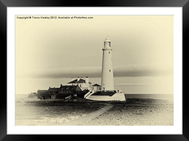 St Mary's Lighthouse Framed Mounted Print by Trevor Kersley RIP