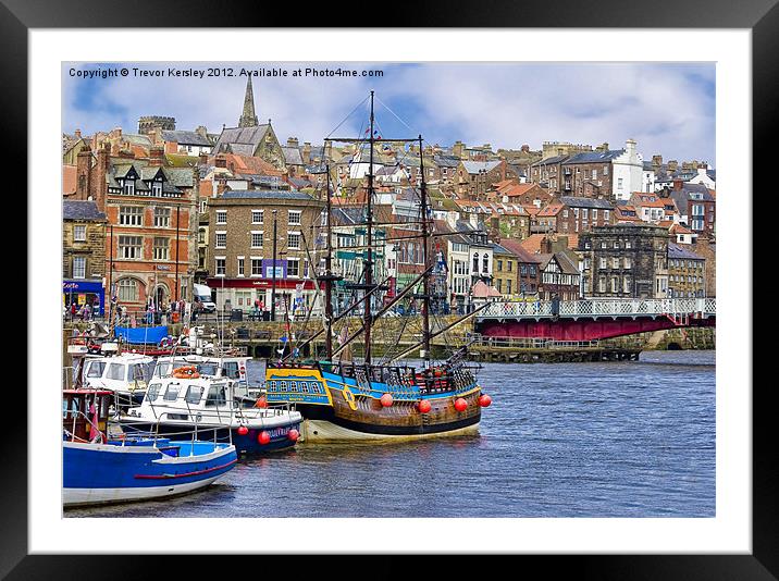 Whitby Harbour Framed Mounted Print by Trevor Kersley RIP